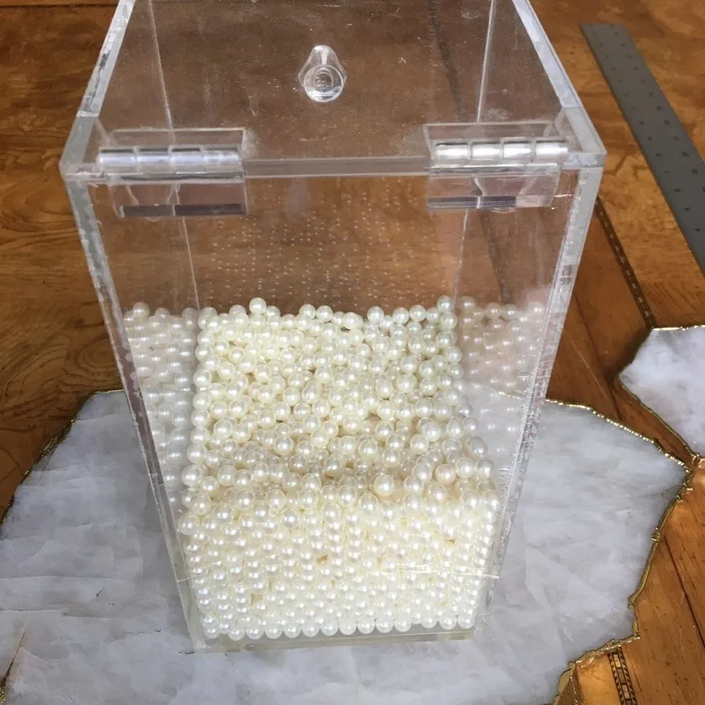 ACRYLIC PEARL Filled Flip Top Box for Decor!